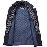 Men's Double Collar Long Wool Blend Coat