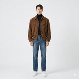 Men's Suede Zip Front Jacket