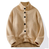 Men's Mock Neck Button Knit Sweater