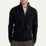 Men's Quarter-Zip Ribbed Knit Casual Sweater