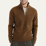 Men's Quarter-Zip Ribbed Knit Casual Sweater