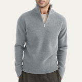 Men's Quarter-Zip Ribbed Knit Casual Sweater