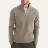 Men's Quarter-Zip Ribbed Knit Casual Sweater