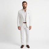 Men's Elegant Green Linen Spring Slim Fit Two Piece Set