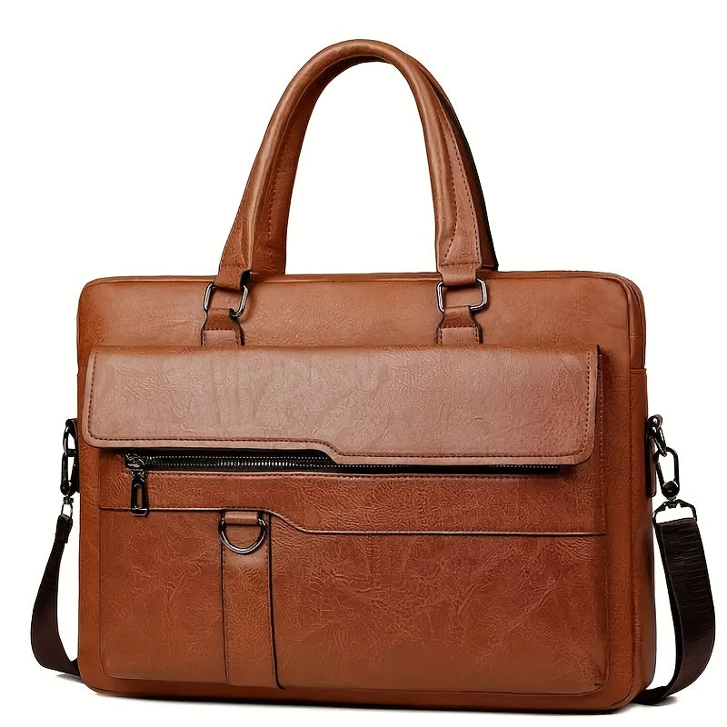 Men's Vintage PU Briefcase Bag with Adjustable Strap