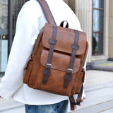Men's Large-Capacity Multi-Pocket PU Laptop Backpack
