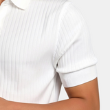 Men's White Ribbed Jumper