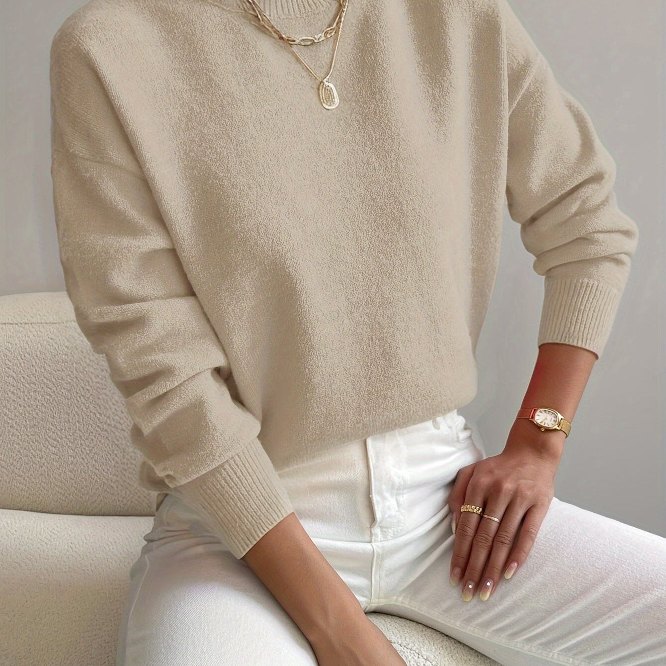 Women's Long Sleeve Turtleneck Knit Sweater