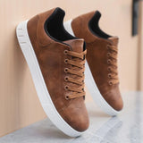 Men's Leather Lace-Up Casual Sneakers