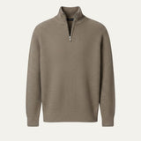 Men's Quarter-Zip Ribbed Knit Casual Sweater