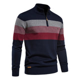 Men's Striped Quarter Zip Pullover Sweater