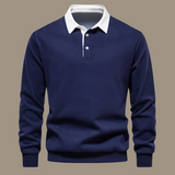 Men's Long Sleeve Knit Polo Sweater