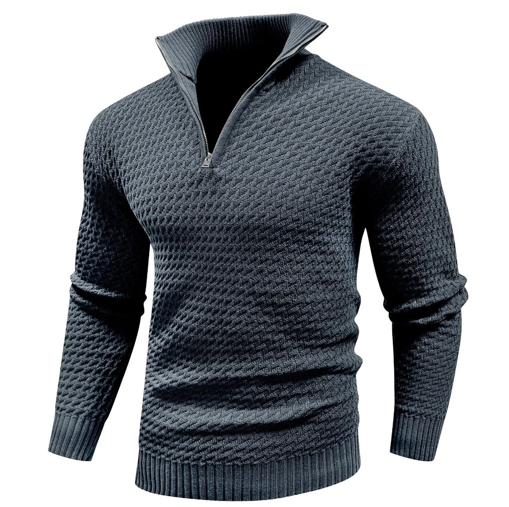 Men's Textured Half Zip Knit Sweater