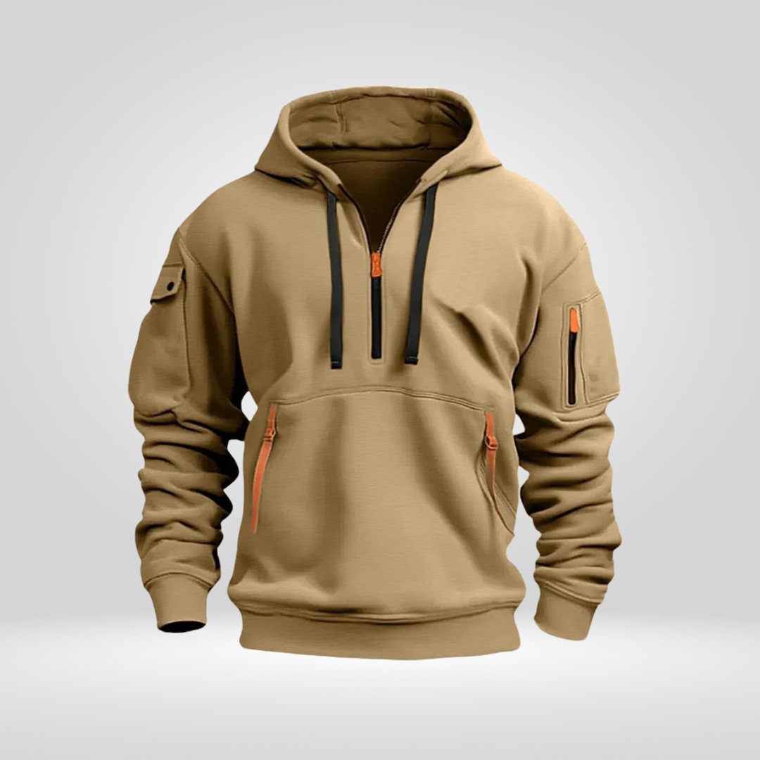 Men's Half-Zip Hoodie with Pockets, Regular Fit