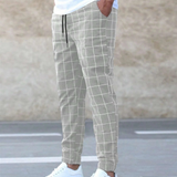 Men's Slim Fit Plaid Chino Trousers
