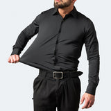Men's Fitted Long Sleeve Point Collar Shirt