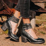Women's Cut-Out Block Heel Buckle Sandals
