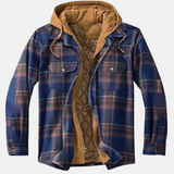 Men's Checked Hooded Padded Full-Zip Jacket