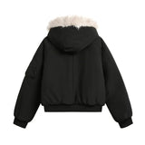 Men's Hooded Faux Fur Trim Bomber Jacket