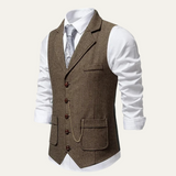 Men's Classic Tweed Tailored Suit Gilet