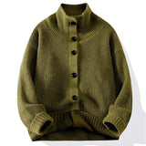 Men's Mock Neck Button Knit Sweater