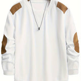 Men's Crew Neck Knit Sweater with Elbow Patches