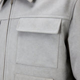 Men's Relaxed-Fit Collared Utility Jacket with Pockets