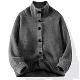 Men's Mock Neck Button Knit Sweater