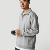 Men's Collared Quarter-Zip Ribbed-Trim Pullover