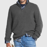 Men's Cashmere Long-Sleeve Zip Sweater, Casual
