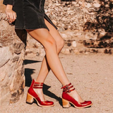 Women's Cut-Out Block Heel Buckle Sandals