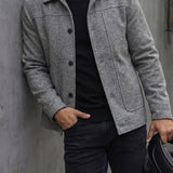 Men's Tailored Button-Front Jacket in Space Grey