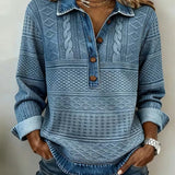 Women's Polo Collar Half-Button Long Sleeve Sweatshirt