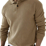 Men's Textured Knit Polo Sweater