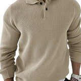 Men's Textured Knit Polo Sweater