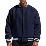 Men's Snap Button Varsity Bomber Jacket