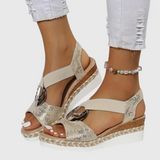 Women's Textured Strap Cushioned Platform Sandals