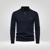 Men's Ribbed Half Zip Knit Sweater