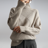 Women's Textured Knit Cashmere Turtleneck Sweater