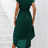 Women's Wrap Midi Dress with Tie Waist