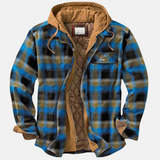 Men's Checked Hooded Padded Full-Zip Jacket