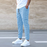 Men's Slim Fit Plaid Chino Trousers