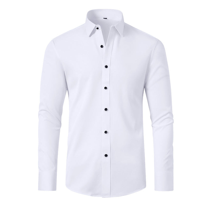 Men's Fitted Long Sleeve Point Collar Shirt