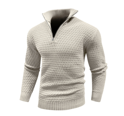 Men's Textured Half Zip Knit Sweater