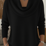 Women's Ribbed Cowl Neck Long-Sleeve Sweater