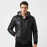 Men's Hooded Faux Leather Jacket