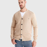 Men's Textured V-Neck Button Cardigan