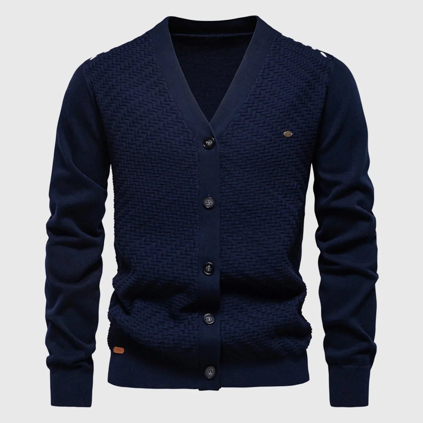 Men's Textured V-Neck Button Cardigan