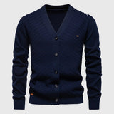 Men's Textured V-Neck Button Cardigan