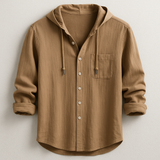 Men's Hooded Button-Up Linen Shirt